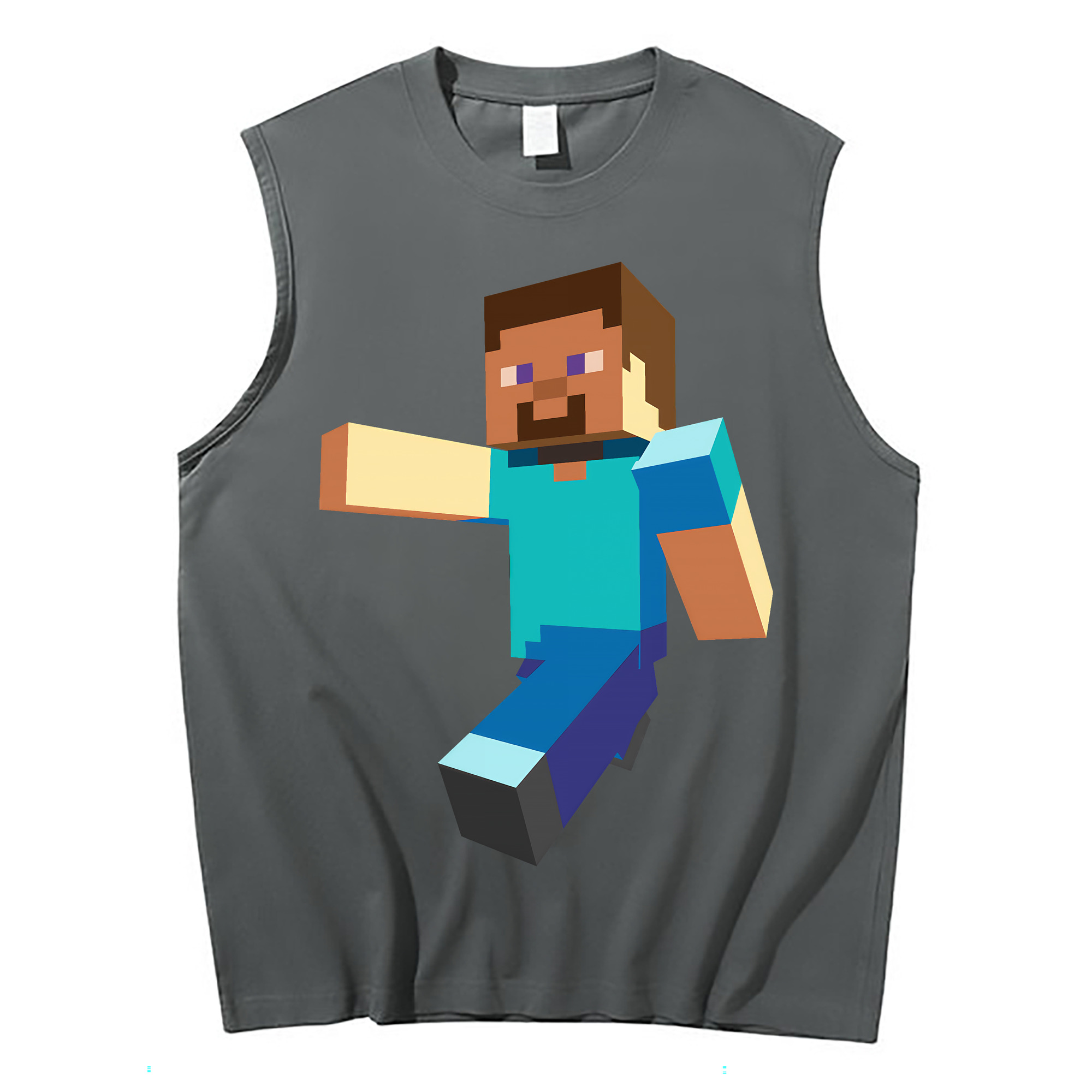 （画像用） マインクラフト ブロックの世界 Minecraft MC Block world コットン100％タンクトップ（フロントプリント）